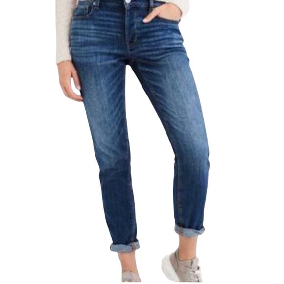 American Eagle Outfitters Denim - American Eagle Relaxed Baggy Boy Fit Cropped Stretch Jeans Dark Wash Size 2
